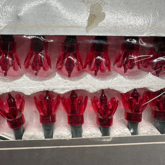 Vintage Christmas Lights Red Flower Holiday Reflections 1970s Taiwan 3 Boxes - Picture 4 of 8